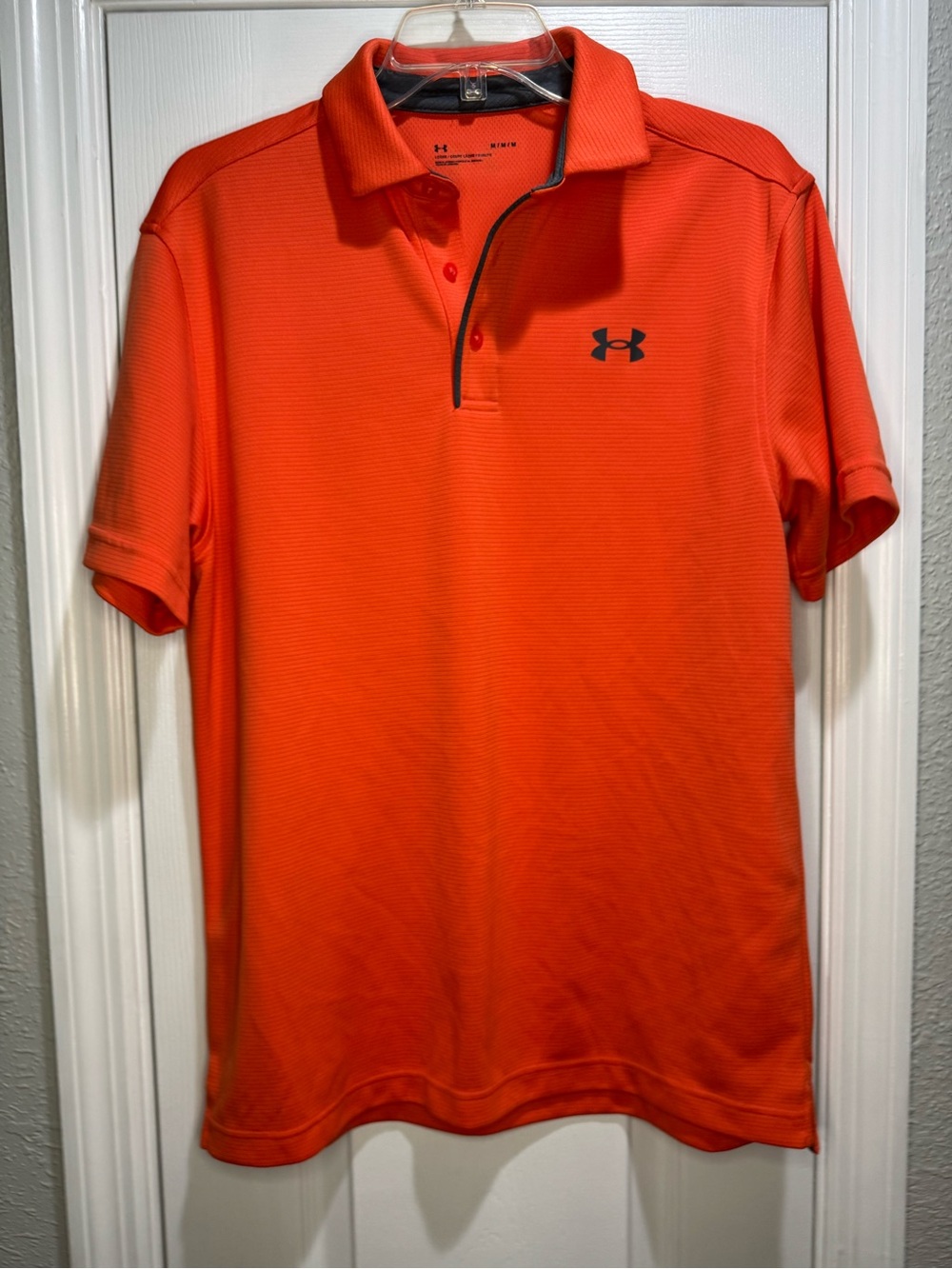 Under Armour Men’s Bright Orange Performance Polo with Contrast Trim Size M